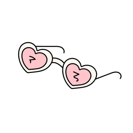 Heart shaped glasses in doodle style. Vector illustration isolated on white backgroundのイラスト素材