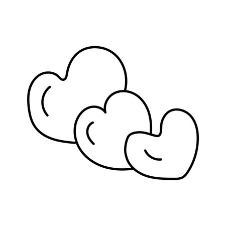 3 hearts in doodle style. Vector illustration isolated on white backgroundのイラスト素材