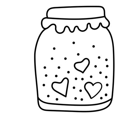 Jar with a heart in doodle style. Vector illustration isolated on white backgroundのイラスト素材