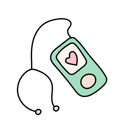 Playlist in the player about love in doodle style.のイラスト素材