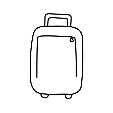 Suitcase in doodle style. Vector illustration, isolated on white backgroundのイラスト素材
