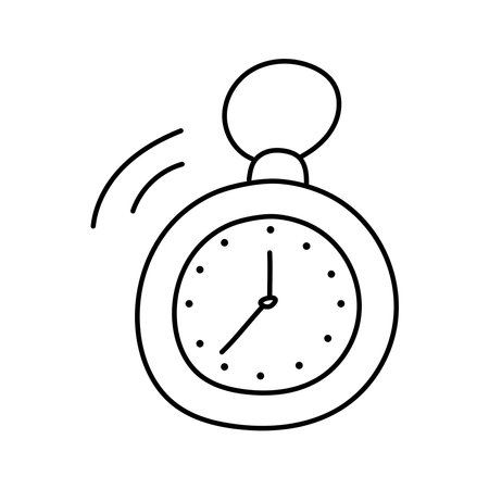 Stopwatch in doodle style. Vector illustration, isolated on white backgroundのイラスト素材