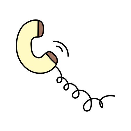 Telephone handset in doodle style. Vector illustration, isolated on white backgroundのイラスト素材
