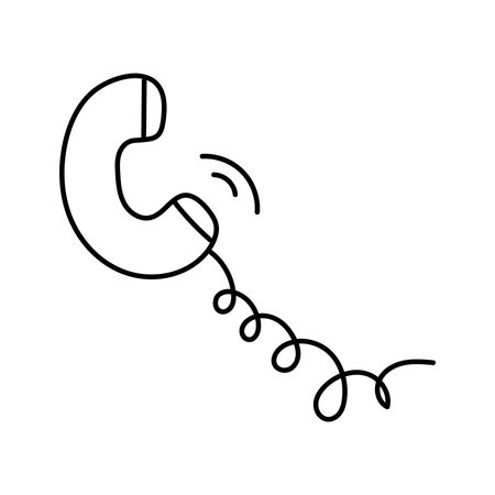Telephone handset in doodle style. Vector illustration, isolated on white backgroundのイラスト素材