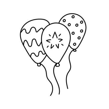 Balloons in doodle style. Isolated on white backgroundのイラスト素材