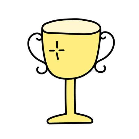 Cup award in doodle style. Isolated on white backgroundのイラスト素材