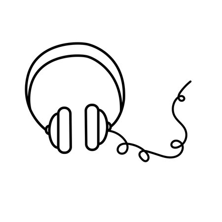 Headphones. Vector illustration in doodle style.のイラスト素材