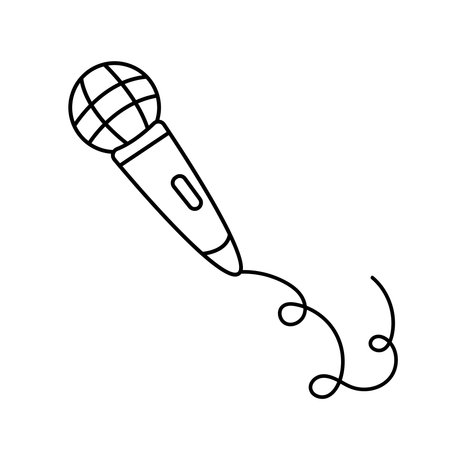 Microphone. Vector illustration in doodle style.のイラスト素材