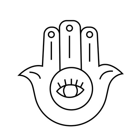 Hamsa in doodle style. Vector illustration. Isolated on white backgroundのイラスト素材