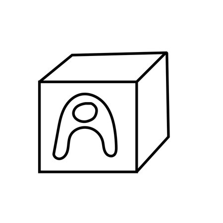 Children's cube. Vector illustration in doodle style.のイラスト素材