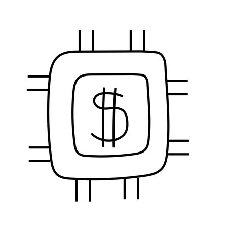 Electronic currency doodle. Vector Isolated on white backgroundのイラスト素材