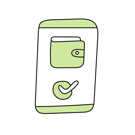 Payments from a smartphone doodle. Vector Isolated on white backgroundのイラスト素材