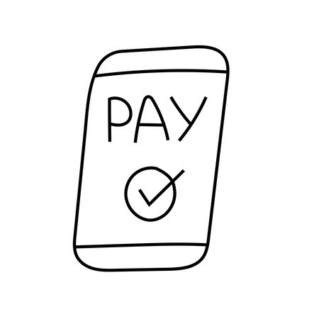 Payments from a smartphone doodle. Vector Isolated on white backgroundのイラスト素材