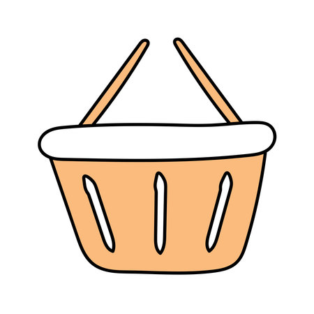 Grocery basket in doodle style. Vector isolated on white backgroundのイラスト素材