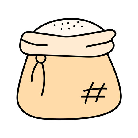 Sack of flour in doodle style. Isolated on white backgroundのイラスト素材