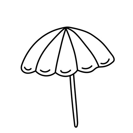 Beach umbrella in doodle style. Vector isolated on white backgroundのイラスト素材