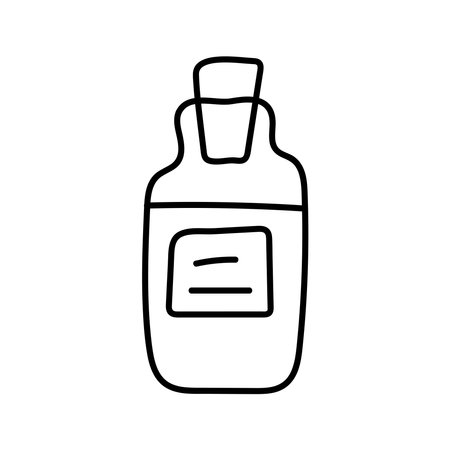 Glass bottle Doodle. Vector illustration isolated on background.のイラスト素材