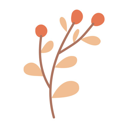 Abstract twig with leaves, colored. Vector isolated on white backgroundのイラスト素材