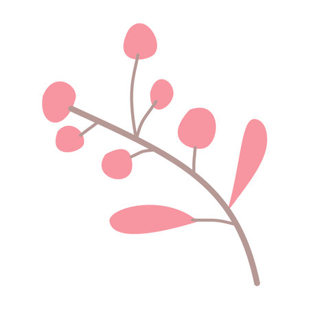 Abstract twig with leaves, colored. Vector isolated on white backgroundのイラスト素材
