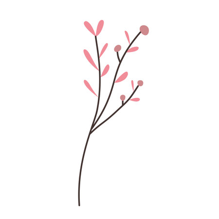 Abstract twig with leaves, colored. Vector isolated on white backgroundのイラスト素材
