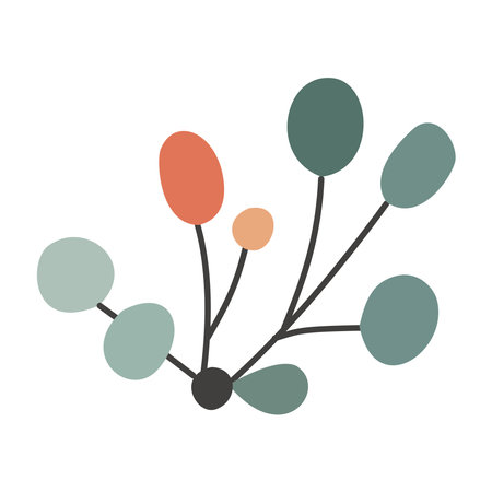 Branch with berries, abstract, colored. Vector,illustration, isolated, on a white backgroundのイラスト素材