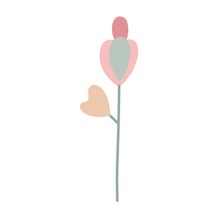 The flower is simple, cute, colorful. Vector illustration, isolated on white backgroundのイラスト素材
