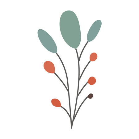 Branch with berries, abstract, colored. Vector,illustration, isolated, on a white backgroundのイラスト素材