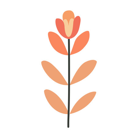 Cute flower,cartoon, isolated, vector illustration, red,orange,graphic design, flatのイラスト素材