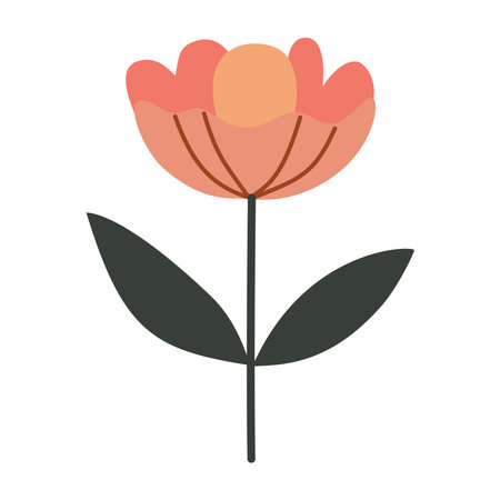 Cute flower,cartoon, isolated, vector illustration, red,orange,graphic design, flatのイラスト素材