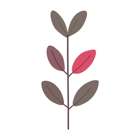 Plant leaf, branch. Icon, vector illustration, pink, brown, graphic design, flat styleのイラスト素材