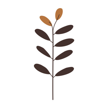 Plant leaf, branch. Icon, vector illustration, brown, orange, graphic design, flat styleのイラスト素材