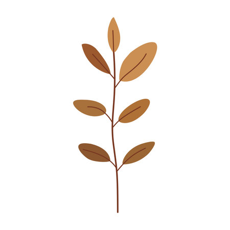Plant leaf, branch. Icon, vector illustration, brown, orange, graphic design, flat styleのイラスト素材