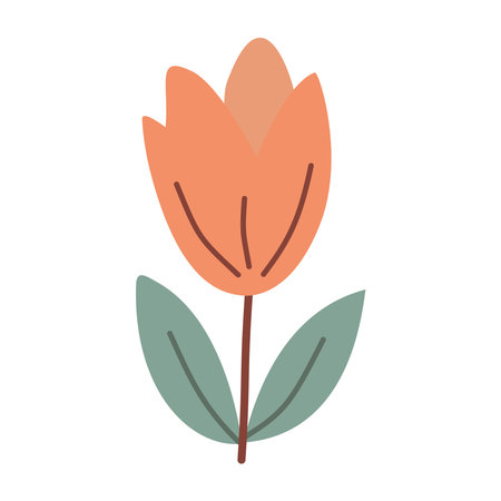 Cute flower,cartoon, isolated, vector illustration, red,orange,graphic design, flatのイラスト素材