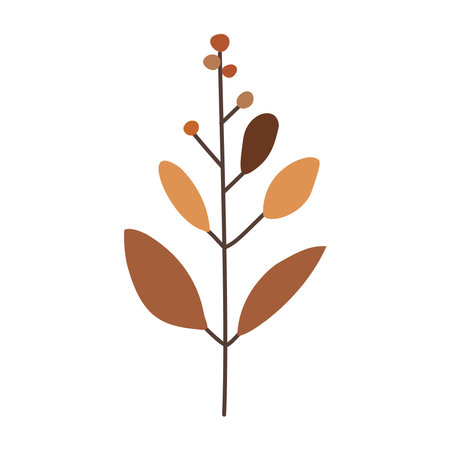 Plant leaf, branch. Icon, vector illustration, brown, orange, graphic design, flat styleのイラスト素材