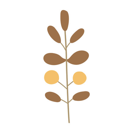 Plant leaf, branch. Icon, vector illustration, brown, beige, graphic design, flat styleのイラスト素材