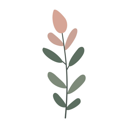 Leaves on a branch, colored. Cute illustration, vector, color, simple. Cartoon, flat. Isolated on white backgroundのイラスト素材
