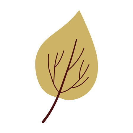 Leaves on a branch, colored. Cute illustration, vector, color, simple. Cartoon, flat. Isolated on white backgroundのイラスト素材
