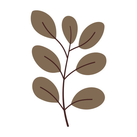Leaves on a branch, colored. Cute illustration, vector, color, simple. Cartoon, flat. Isolated on white backgroundのイラスト素材