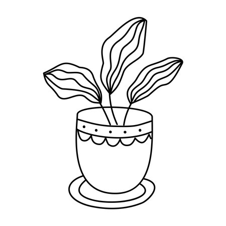 Houseplant in a pot, Doodle illustration. vector, hand drawn, isolated, on white backgroundのイラスト素材