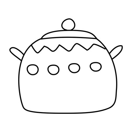 Kitchen saucepan, hand drawn. Doodle illustration, vector, isolated on white backgroundのイラスト素材