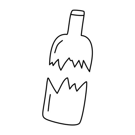 Doodle broken bottle. Isolated on white backgroundのイラスト素材