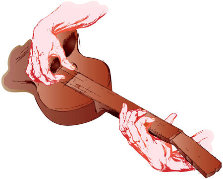 truncated human hands is playing the guitarのイラスト素材