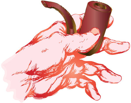 The truncated human hand is holding a tobacco pipeのイラスト素材