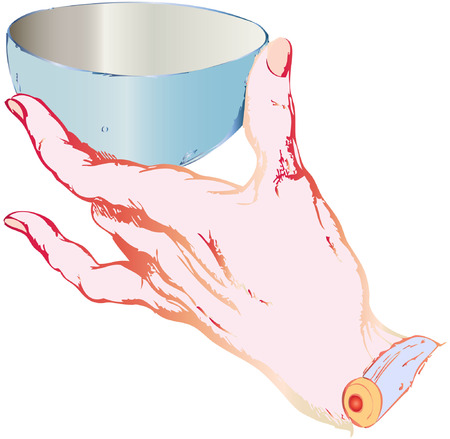 a cute female hand is holding the cupのイラスト素材