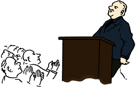 the drawing of a man who is making a speechのイラスト素材