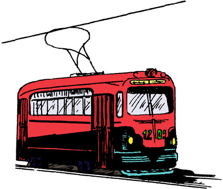 the cute drawing of a street railway