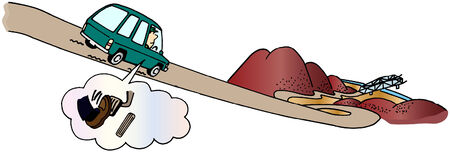 the scene of car going by gentle slopeのイラスト素材