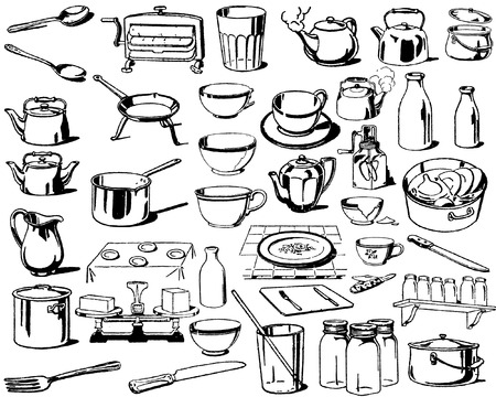 the collection of dishes` silhouettesのイラスト素材