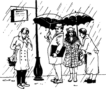 scene on the bus stopのイラスト素材