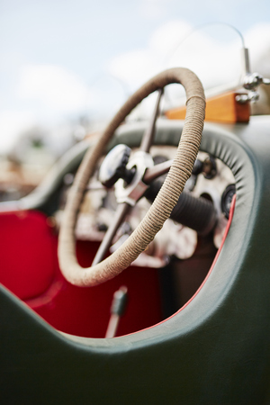 Cockpit of a classic car racing carの写真素材